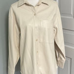 Abercrombie & Fitch  Oversized Cream Faux Leather Button-Up Shirt Shacket Small Photo 0