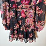Lulus  Dramatically Dreamy Black Floral Chiffon Tiered Lurex Mini‎ Dress Medium Photo 2