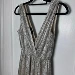 Lulus  All That Shimmers Gold Formal Long Gown Dress Deep V-neck Size XS Event Photo 3