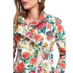 Pilcro x The Letterpress by Anthropologie Floral Denim Moto Jacket Red Photo 2