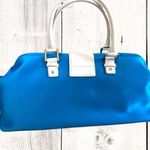 BCBGirls BCBG Girls Turquoise Blue Nylon & White Leather Buckle Handbag Satchel Y2k NWT Photo 3