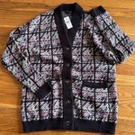 Ann Taylor NWT tweedy plaid oversized boyfriend cardigan multicolor tweed button Photo 1