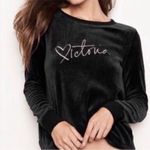 Victoria's Secret Victoria’s Secret Velour Embroidered Open Split Back Shirt Black Small Photo 1