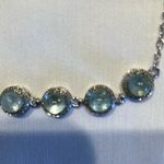 Aquamarine Crystal Bracelet. NWOT Sterling Silver. Extender Blue Photo 1