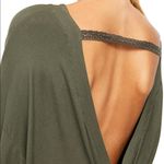 Free People boho chic Shimmy Shake long sleeve open back Top Army Green π Photo 3