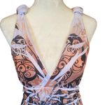 Chesley women's size medium maxi dress peach cream black tie back butterfly Photo 4