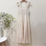 Greylin Cladelle Wide Strap Bodice Cinched Cottagecore Midi Dress Ivory Yellow Photo 1