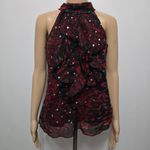 Bwear Red & Black Animal Print Ruffled Halter Top – Size Medium Photo 1