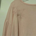 cupio  pale pink long sleeve top embroidered flowers size L Photo 2