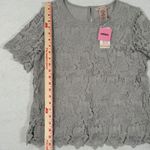 Philosophy  Lace Shirt Womens Size Small Gray‎ Top Short Sleeve Blouse New Photo 3