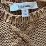 Lalavon Size S Brown Puff Sleeve Cable Knit Sweater Dress Preppy Photo 2