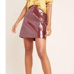 Anthropologie Maeve Faux Patent Leather Skirt Burgundy Wine US 6 Shiny Vinyl Photo 2