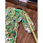 Kindred  Anthropologie chiffon long sleeve v neck pleated green geo print dress S Photo 4