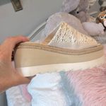 Free People  Santorini Espadrille Beige Plaster Lace Platform Wedge Photo 8