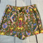 ZARA Boho Printed Green Drawstring Shorts Small Multicolor Festival Vibe Photo 0