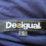 Desigual  navy blue and cream short sleeve top, lace detail on lower portion. SzS Photo 2