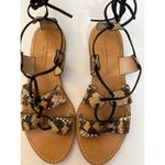 Club Monaco Thiais Tan Black Snakeskin Leather Lace Tie Sandals Sz 8 Wo… Photo 6