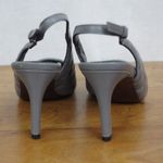 Brooks Brothers Brooks Brother Grey Leather Stitched Pattern Slingback Heels Size 7 Photo 6