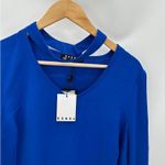 Rebel Top Women NWT 24W Royal Blue Long Bell Sleeve Keyhole Cutout Blouse Photo 4