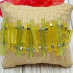 Coccinelle Silver Tone & Green Plastic Modern Art to Wear Bracelet 8" Photo 0