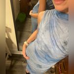 ZARA NWT Draped Printed Midi Stretchy Blue Hues Dress: Woman’s Size Small Photo 3