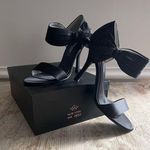 Nina Clova LS Black Luster Satin Bow Ankle Strap Stilletto Heels Size 8 🖤 Photo 0