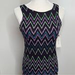 Adam Levine New w/ Flaws Chevron Body Hugging Midi Dress Woman’s Size Medium Black Multi Photo 1