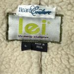 Vintage Lei Faux Suede Vest Large Brown Sheepskin Y2K Fringe Hem Button Front Photo 1