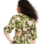 Agua Bendita x Target NWOT Linen Peony Print Tie Wrap Cropped Top Women’s S Photo 1