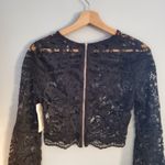 Tobi  Kiley Cropped Bell Sleeve Zip Back Lace Top Black S Photo 3