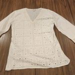646 Main white eyelet embroidered short sleeve top tunic large 100% cotton Size XL Photo 1