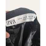 ZARA Black Crushed Velvet Asymmetric Ruffle Hem Ruched Mini Skirt Size Medium Photo 3