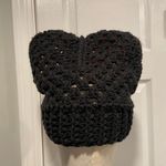 Handmade Crochet Cat Animal Ear Beanie Hat Cozy Ribbed Brim Stretch Winter Hat Photo 3