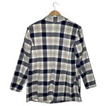 Eloquii  Blazer Womens 14 Plaid Long Strong Shoulder One Button Career Blue Photo 2