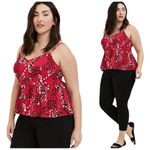 Torrid  Leopard Chiffon Peplum Midi Adjustable Strap Cami Red 1X Photo 1