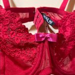 Adore Me Womens New  Red Lace Bra With Pink Bow Details Photo 1