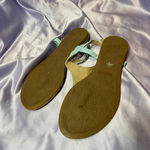Pastel green thong gold studded flip flop sandals Women’s size 8 Photo 3