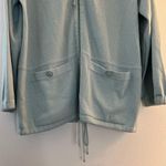 St. John Sport Sweater Light Blue Full Zip Hooded Santana Knit Sweater Sz S GUC Photo 5