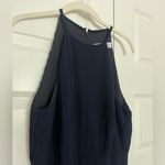Mac Duggal Ieena For ‎ Pleated Halter Neck Flowy Gown In Navy- New Photo 4