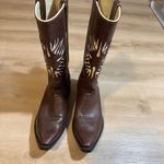 Mexicana Women Brown Leather Western Cowboy Boots White Stitching Pointed Toe 39 Size 8 Photo 8