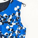 CAbi  Untamed Electric Blue Floral Handkerchief Hem Polka Dot Lined Dress Medium Photo 5