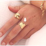 Boutique Yellow Gold Unique Adjustable Cuff Ring‎ | 925 Sterling Silver Photo 2