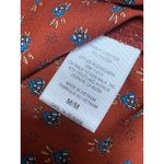 Pleione  Women's Red Floral Drop Sleeve Pleated Back Notch Neck Blouse Top Size M Photo 3