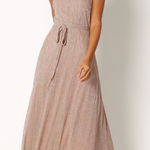 Petal and Pup  Farley Strapless Maxi Dress Rose Gold Stripe Metallic Party Formal Photo 0