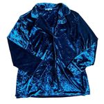 French Connection blue crushed velvet button up pajama top Size Large 90s style Photo 2