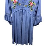 NWT ASOS Floral Embroidered Bell Sleeve Maternity Dress Size 4 Feminine Boho Blue Photo 7