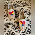 Soludos  Embroider Rainbow Heart Canvas Espadrilles, Size 5 Photo 0