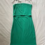 Notre Dame green and white patchwork ribbed bow dress Photo 7