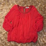 Figueroa & Flower Red Polka Dot Sheer Blouse by Free People size L Size L Photo 8