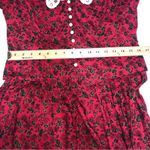 Vintage Miss Dorby Red Black Floral Dress Size 8 Crocheted Lace Collar Midi Maxi Photo 9